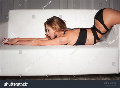 Sexy Woman Seductive Black Lingerie Lying Stock Photo 439997932 Shutterstock