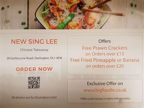 Menu At New Sing Lee Fast Food Darlington