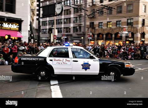 San Francisco Police Car Carrying Police Chief Heather Fong Driving In