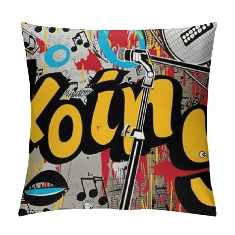 Bciig Guitar Microphone Music Theme Decorative Throw Pillow Cover For