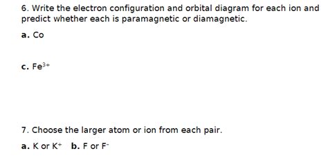 Solved 6. Write the electron configuration and orbital | Chegg.com