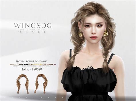 The Sims Resource Wings Es Natural Double Twist Braid Sims Hair