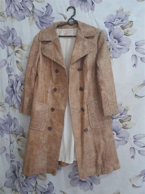 Sobretudo Nude Courino Longo Textura Gg Casaco Feminino Courino Usado Enjoei