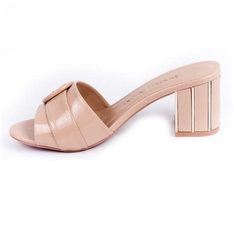 Tamanco Salto Alto Di Valentini DI VALENTINI Nude SANDÁLIA SALTO BLOCO