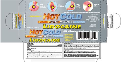 Hot And Cold With Lidocaine Pain Relieving Details From The Fda Via Otclabels