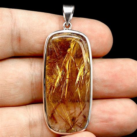 Rectangular Golden Rutilated Quartz Gemstone JPQ 16