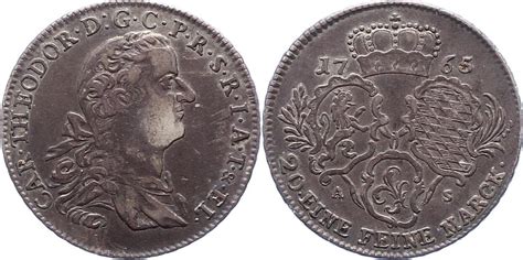 Pfalz Kurlinie 1 2 Taler 1765 AS Karl Theodor 1742 1799 Sehr schön