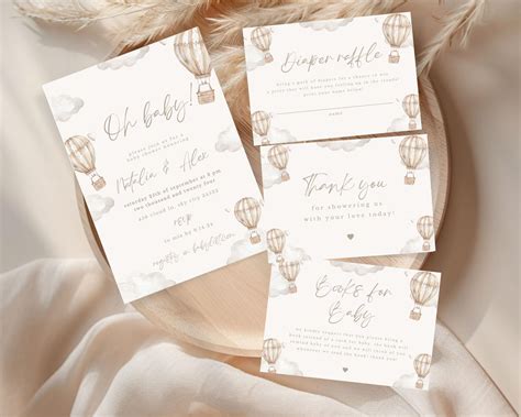 Neutral Hot Air Balloon Baby Shower Bundle Editable Hot Air Balloon Baby Shower Printable