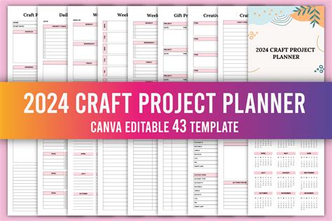 Editable 2024 Craft Project Planner Gráfico Por Nr Creative Shop · Creative Fabrica