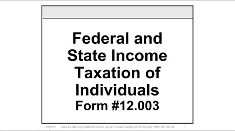 Federal And State Income Taxation Of Individuals Form 12003 Youtube