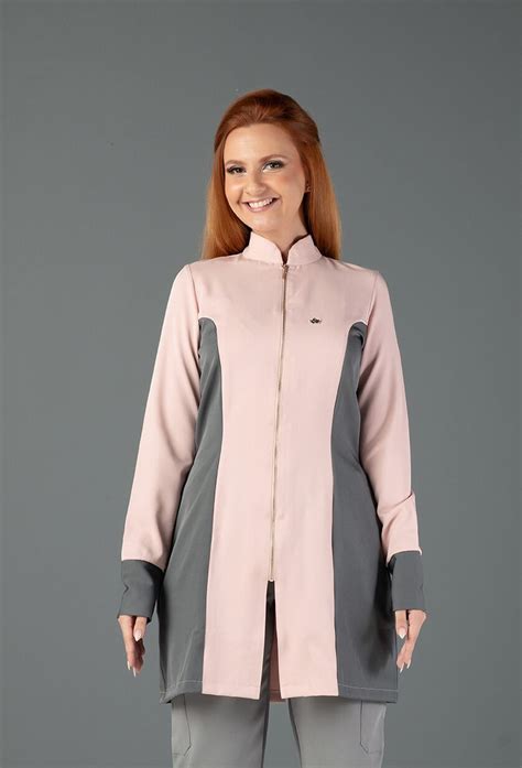 Jaleco Feminino Colors Premium Nude Grafite Recrieprofissionais