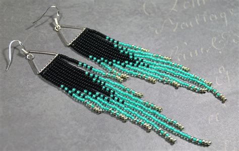 Seed Bead Triangle Earrings Fringe Seed Bead Earrings Etsy