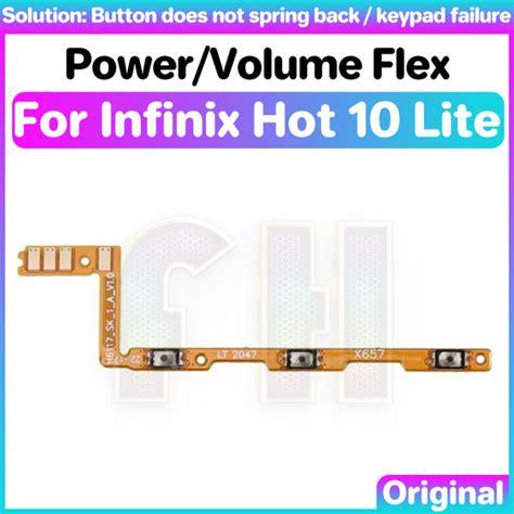 Power Volume Button Flex For Infinix Hot 10 Lite Switch ON OFF Key Mute Button Ribbon Flex Cable