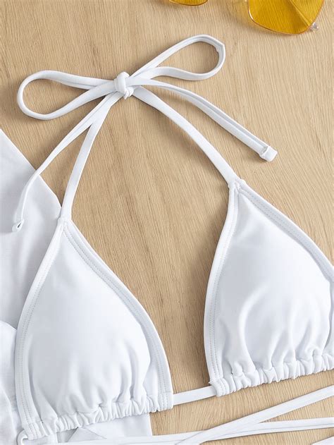 Piezas Con Cord N Halter Ba Ador Bikini Tanga Top De Pareos Con Falda Conjunto Express