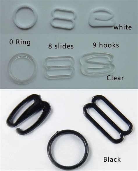 100pcs Bag Plastic Lingerie Underwear Bra Strap Adjustment O Rings 8 Slide 9 Hooks Inner