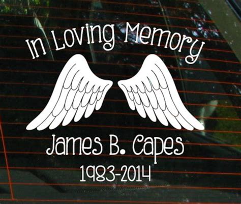 In Loving Memory Car Window Decal With Angel Wings Car Etsy