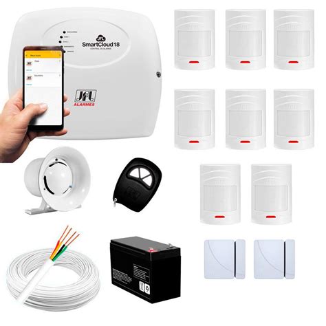 Kit Alarme JFL 10 Sensores Residencial E Comercial Smartcloud 18 Sem