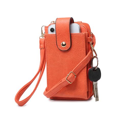 Poppy Faux Leather Womens Crossbody Shoulder Bag Cell Phone Purse Wallet Credit Card Slots