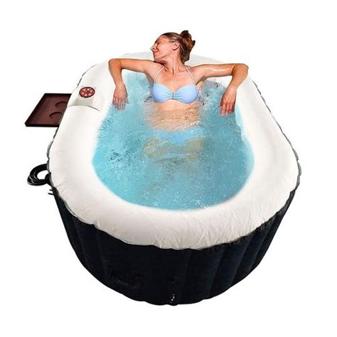 Aleko Gallon Person Oval Inflatable Jetted Hot Tub With Fitted Cover