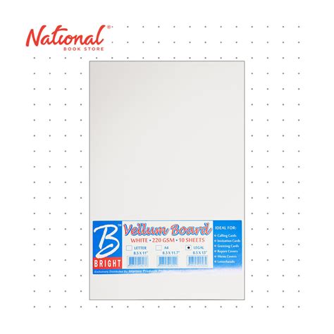 BRIGHT VELLUM BOARD 220GSM 10S WHITE LONG SCHOOL OFFICE SUPPLIES