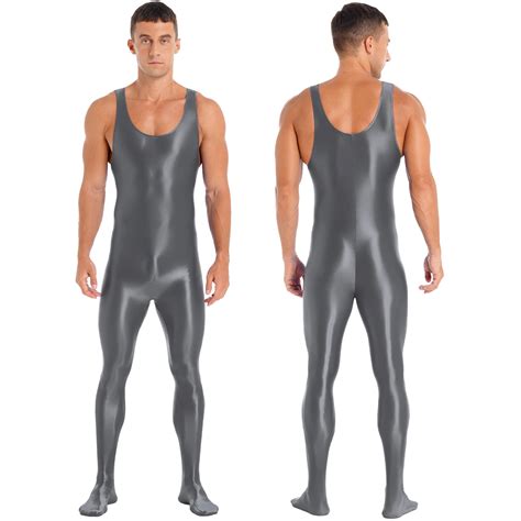 Swimwear Mens Lingerie Full Bodysuit Sexy Bodystocking Sleeveless Solid Color Round Neck Gym