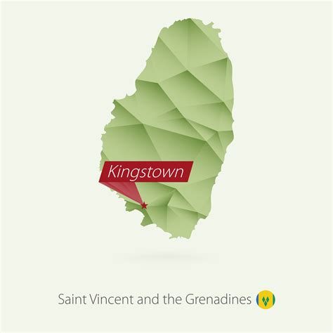 Green gradient low poly map of Saint Vincent and the Grenadines with