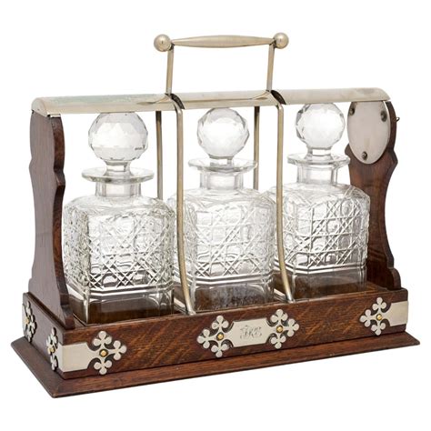 Antique English Decanter Set And Stand Tantalus At 1stdibs Antique Tantalus Decanter Set