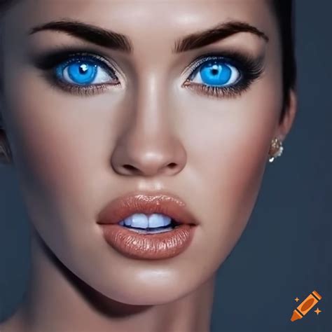 Portrait Of Megan Fox And Miley Cyrus With Unique Blue Eyes On Craiyon