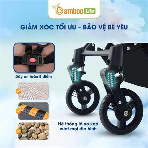 Xe đẩy cho bé Bamboo Life xe đẩy gấp gọn cho bé BL134 cao cấp 2 chiều