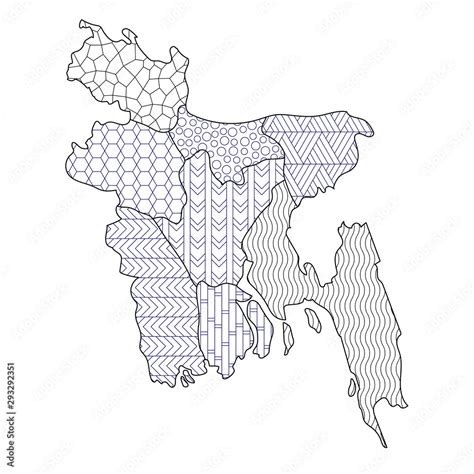 Coloring page Bangladesh map administrative division regions with ...