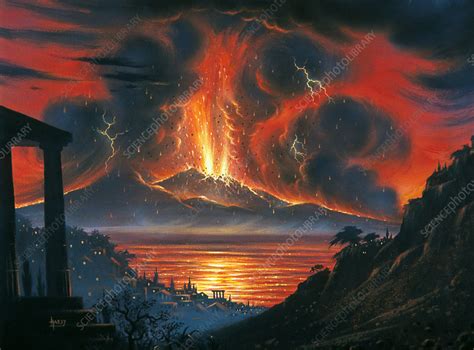 eruption  vesuvius occurred  ad stock image