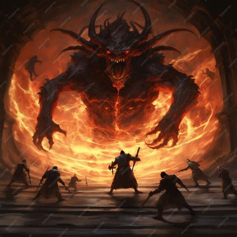 Premium Photo Fighting Lesser Demon In A Summoning Circle Ai