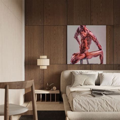 Digital Gay Art Ai Generated Erotic Modern Muscle Male Body Torso Male Nude Poster Wall Art