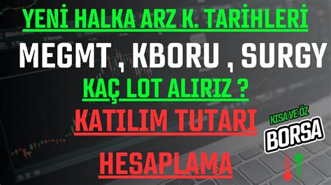 YENİ HALKA ARZLAR MEGMT KBORU SURGY KAÇ LOT ALIRIZ KATILIM