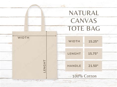 Canvas Tote Bag Size Chart Tote Mockup Size Guide B150 Etsy Canada