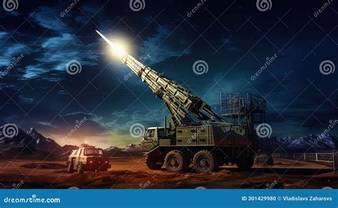 An Illustration with a Anti Aircraft Missile System that Protects the Airspace Stock ...