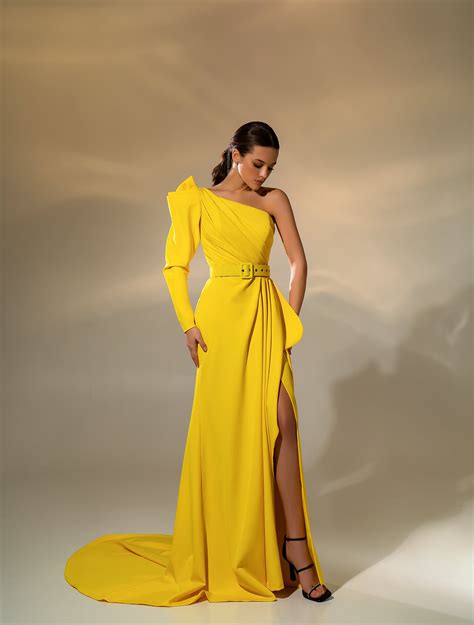 Yellow Prom Dress One Shoulder