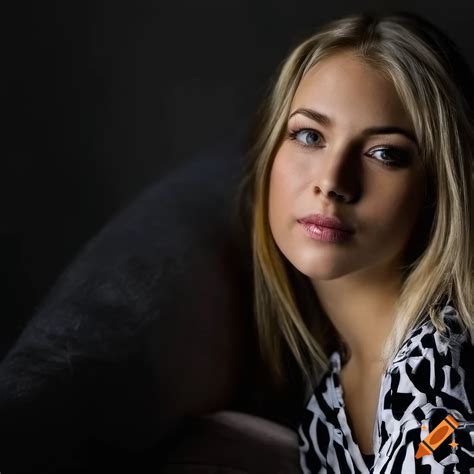 Close Up Portrait Of A Beautiful Blonde Woman In Pajamas