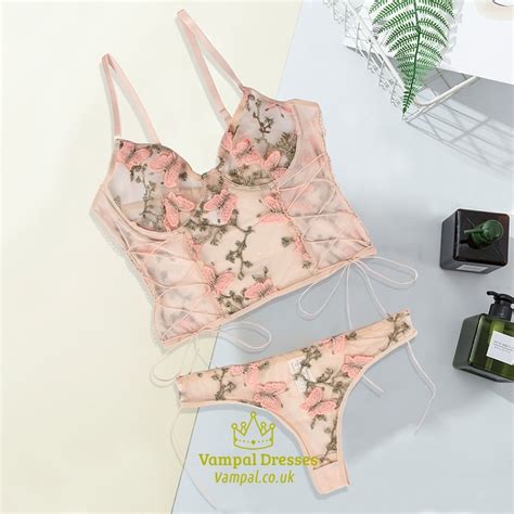 Pink Bra Set Comeondear Butterfly Women Breves Set Applique Underwear Set Sensual Lingerie Big