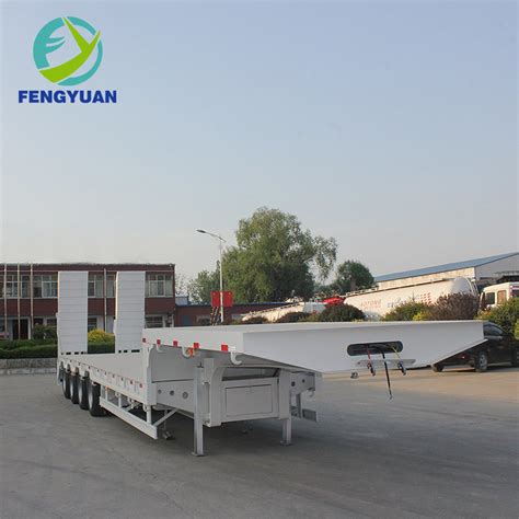 Fengyuan 4 Axle 60 Tons Lowbed Truck Semi Trailer Low Bed Trailer