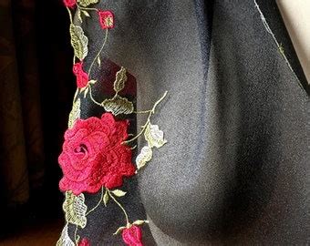 Copper Black Lace Embroidered Lace Wide For Lingerie Garments Cl Etsy