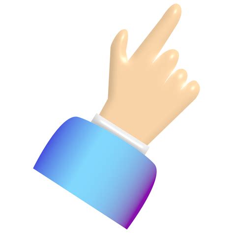 3d Cartoon Hand With Finger Pointing Up Isolated On Transparent