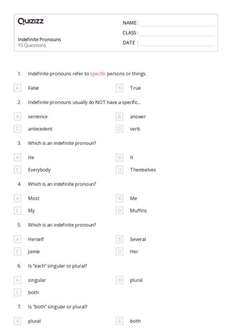 50 Pronouns Worksheets For 6th Grade On Quizizz Free And Printable