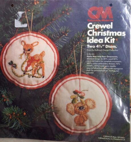 Columbia Minerva Crewel Christmas Idea Kit Koala Bear Deer Ornaments