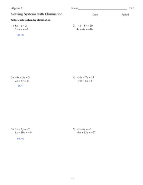 Solving Systems By Elimination