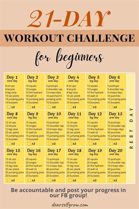 21 Day Workout Challenge For Beginners Workout Routines For Beginners Workout Plan For