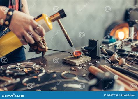 Welding Soldering Brazing Process Close Up Cropped Photo Stock Photo