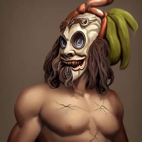 A Digital Painting Of A Ancient Greek Satyr Wearing A Stable