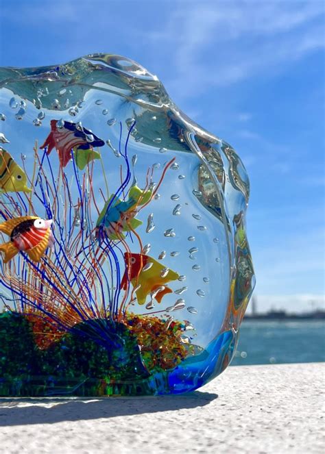 Effelle - Half-Moon Murano Glass Aquarium - Made Murano Glass