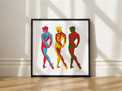 Male Dancers Art Print Male Nude Pop Art Illustration Lgbt Gift Gay Wall Decor Lgbtq Gifts